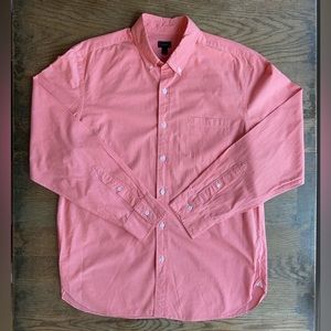 J Crew Gingham Check Orange Long Sleeve Button Up Shirt Men’s Large